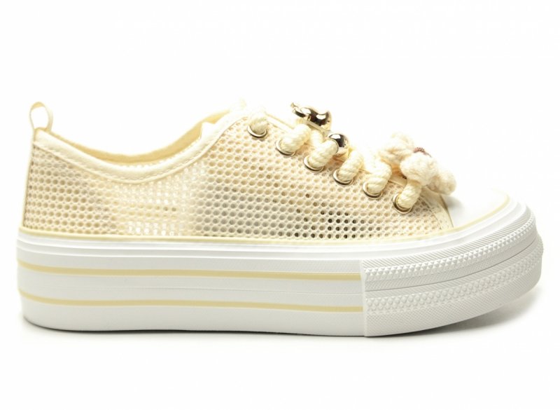 Trampki beżowe kremowe 41 FILIPPO 7855 ażurowane półbuty 