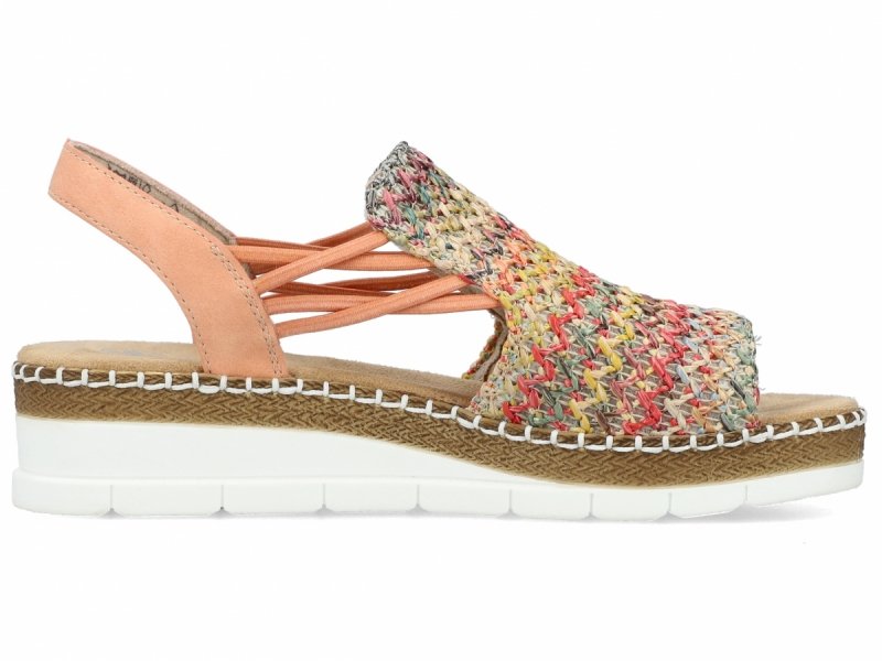 Sandałki damskie 40 RIEKER V1241 na koturnie platformie