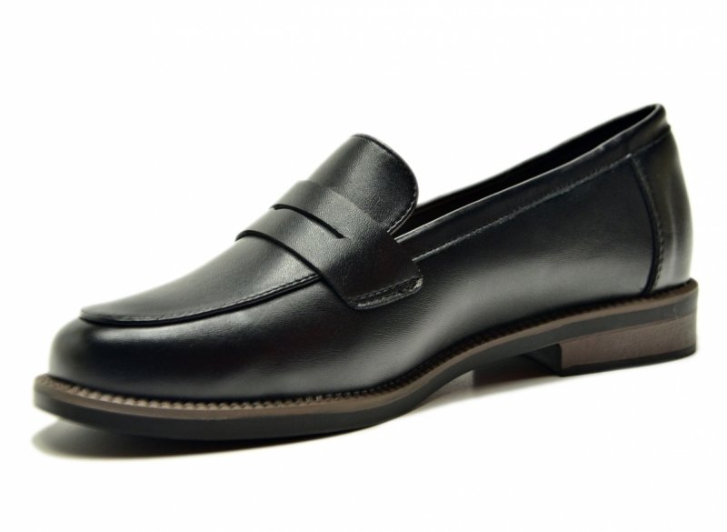 Mokasyny czarne skóra 39 półbuty VINCEZA 18131 skórzane damskie