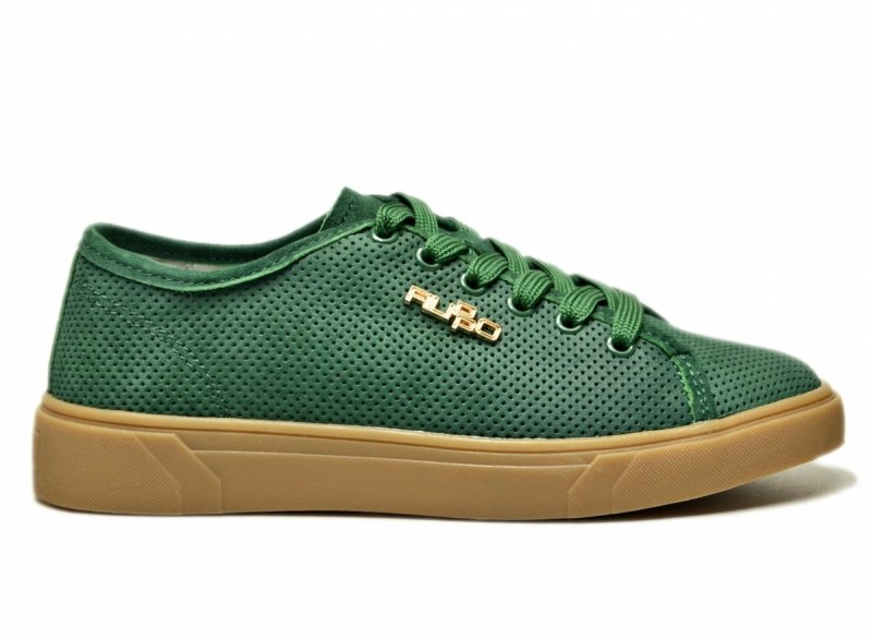 Półbuty sneakersy zielone 39 skóra FILIPPO 7666 skórzane zamsz ażurowane