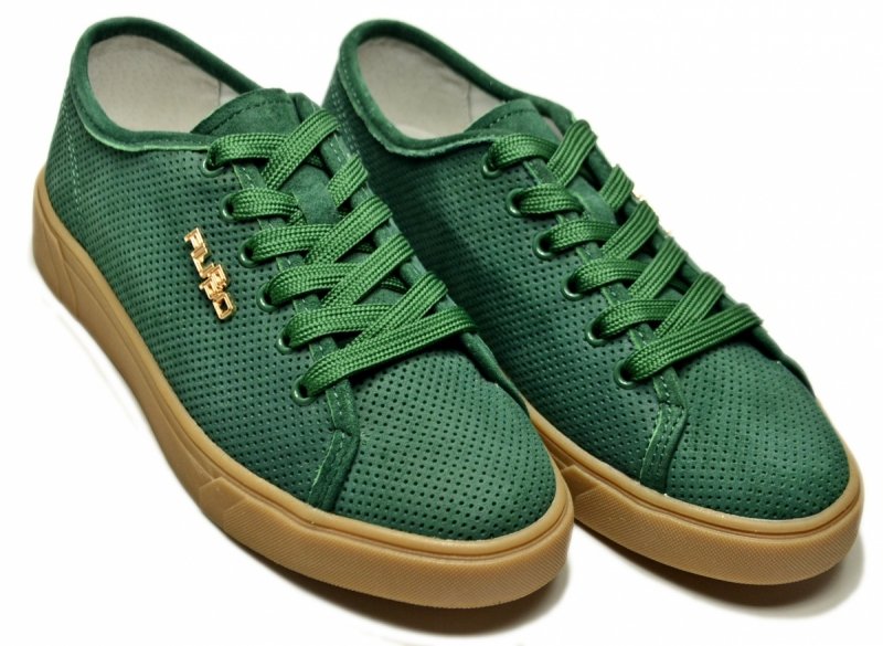 Półbuty sneakersy zielone 36 skóra FILIPPO 7666 skórzane zamsz ażurowane