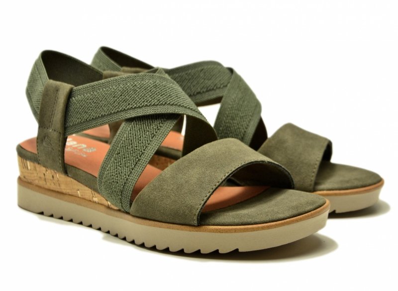 Sandały zielone oliwkowe 39 JANA 28764 na platformie koturnie 