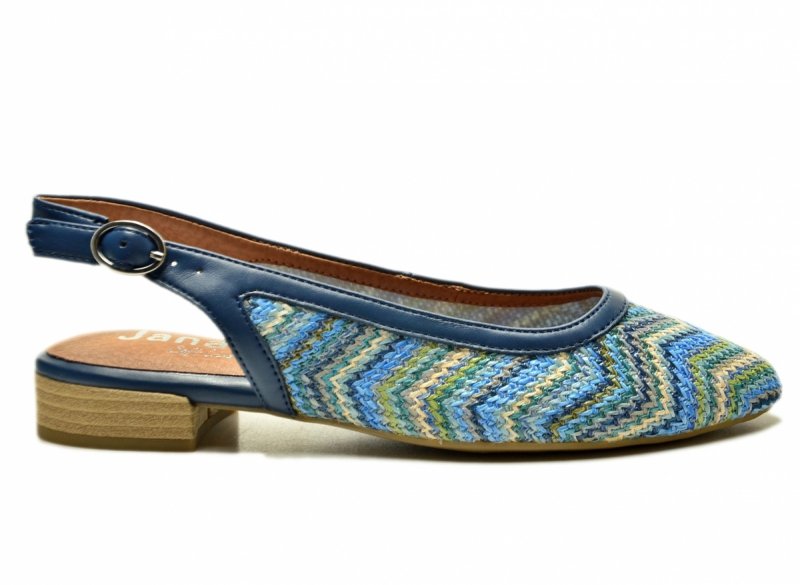Sandały baleriny granatowe 38 kolorowe JANA 29464 niebieskie bez pięty płaskie 
