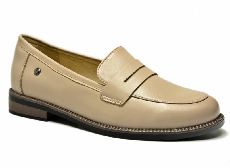 Mokasyny beż skóra 40 półbuty VINCEZA 18131 skórzane beżowe damskie