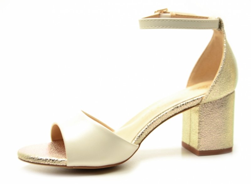 Sandałki damskie 37 złote beżowe na obcasie POTOCKI 20339