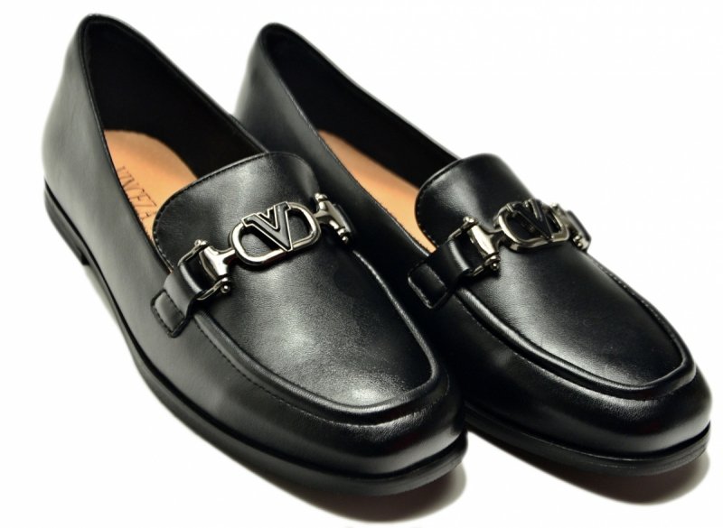 Mokasyny czarne skóra 37 półbuty VINCEZA 18126 skórzane damskie