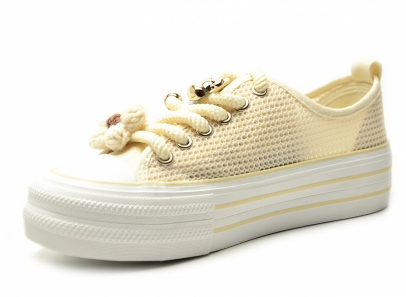 Trampki beżowe kremowe 38 FILIPPO 7855 ażurowane półbuty 