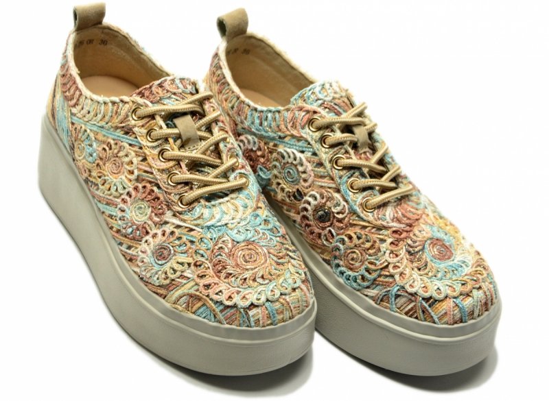 Sneakersy kolorowe 37 FILIPPO 7799 półbuty beżowe turkusowe