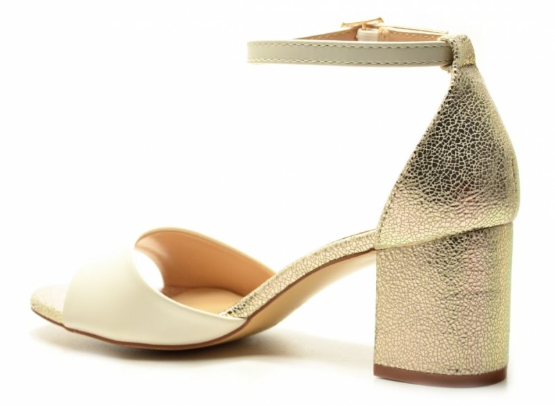 Sandałki damskie 37 złote beżowe na obcasie POTOCKI 20339