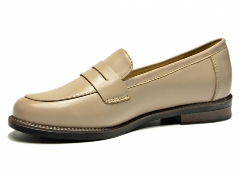 Mokasyny beż skóra 40 półbuty VINCEZA 18131 skórzane beżowe damskie