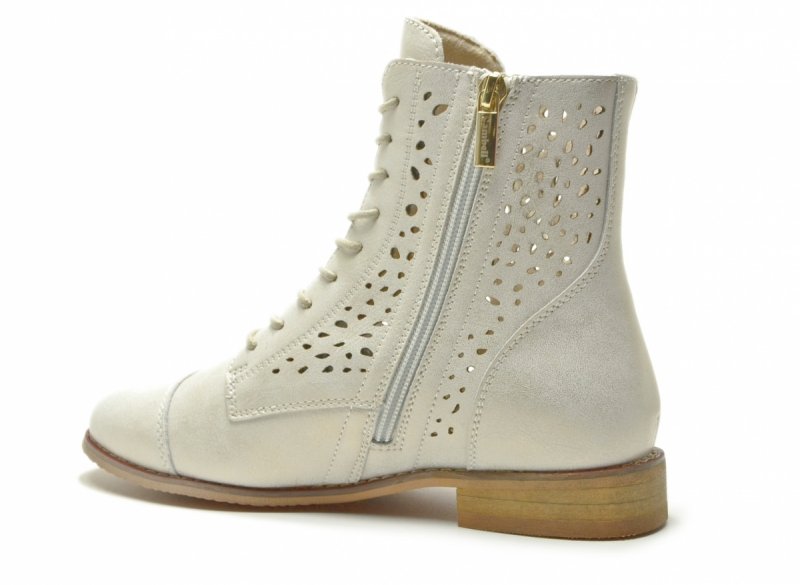Botki złote 37 skóra CAMBELL 19419 ażurowane skórzane