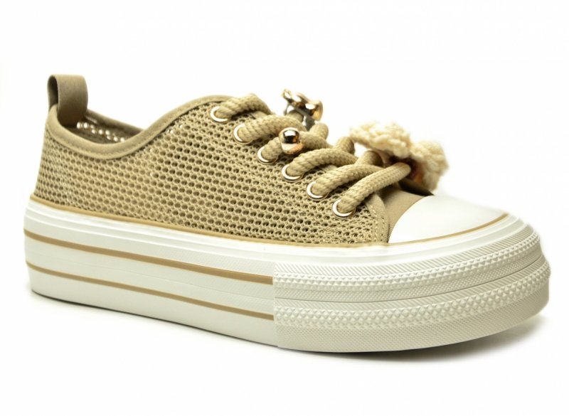 Trampki beżowe 39 FILIPPO 7855 ażurowane półbuty damskie 