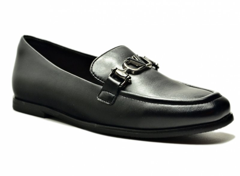 Mokasyny czarne skóra 39 półbuty VINCEZA 18126 skórzane damskie