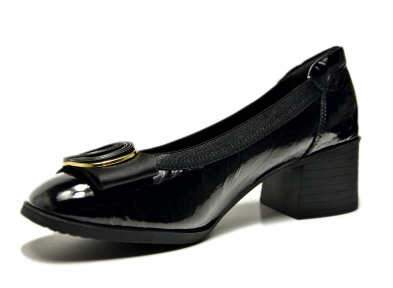 Czółenka czarne 37 skóra FILIPPO 6960 skórzane lakier półb
