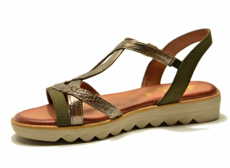 Sandały zielone 38 JANA 28278 sandałki złote płaskie oliwkowe