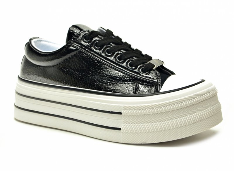 Trampki czarne 38 FILIPPO 7862 lakier półbuty damskie  lakierowane