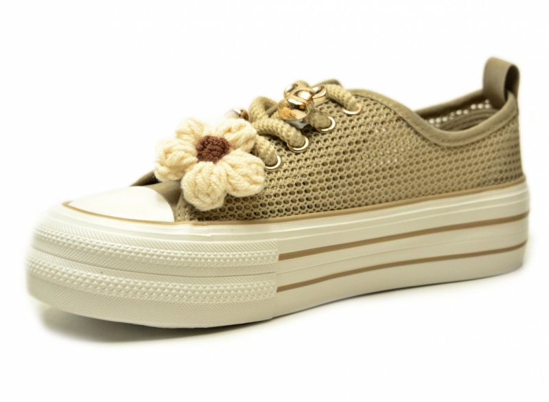 Trampki beżowe 39 FILIPPO 7855 ażurowane półbuty damskie 