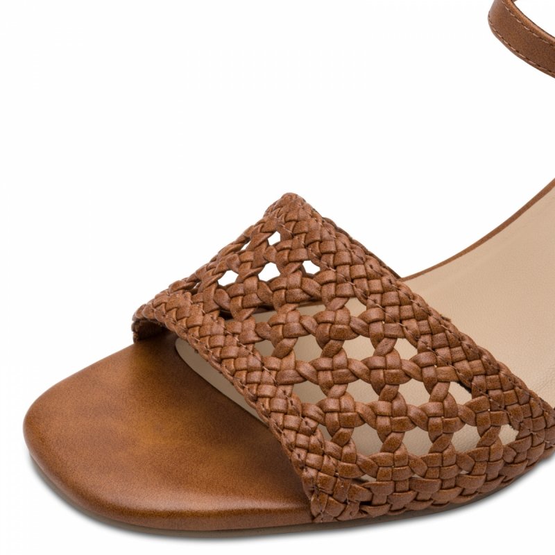 Sandałki 40 brąz camel MARCO TOZZI 28382 na obcasie brązowe plecione