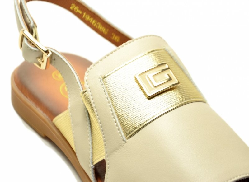 Sandały beżowe złote 40 skóra CAMBELL 19463 beż damskie skórzane sandałki 