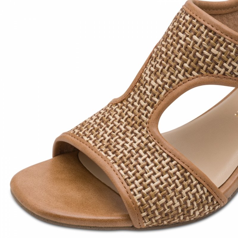 Sandałki 40 beż brąz MARCO TOZZI 28381 na obcasie brązowe plecione