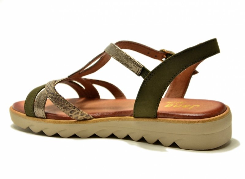 Sandały zielone 38 JANA 28278 sandałki złote płaskie oliwkowe