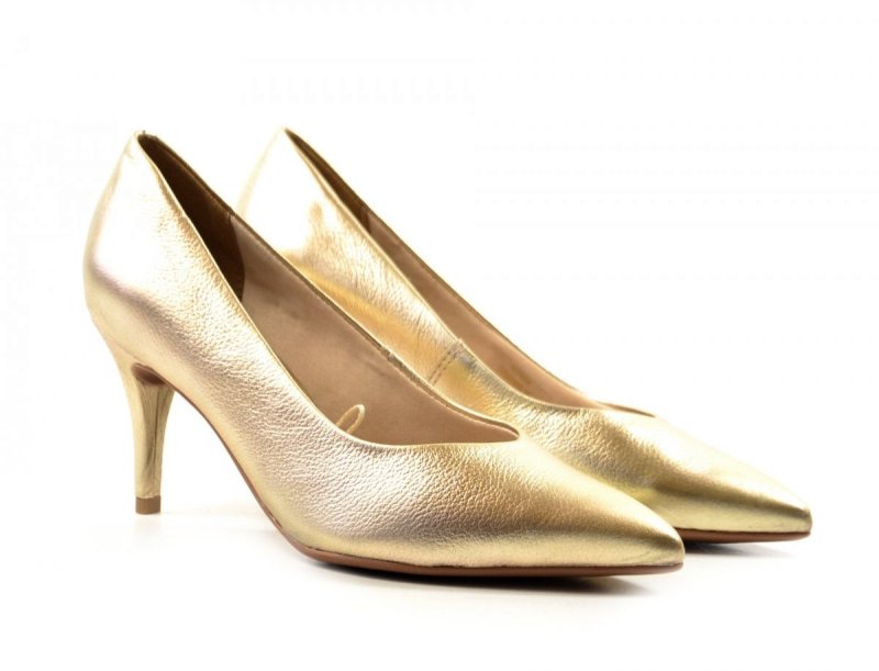 Czółenka 41 szpilki BOTTERO skóra złote skórzane 353721