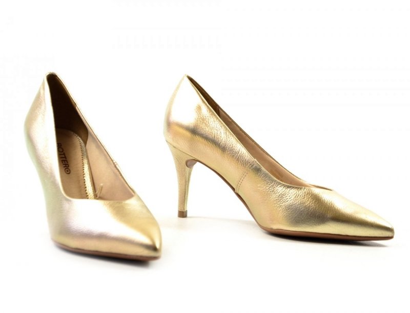 Czółenka 40 szpilki BOTTERO skóra złote skórzane 353721