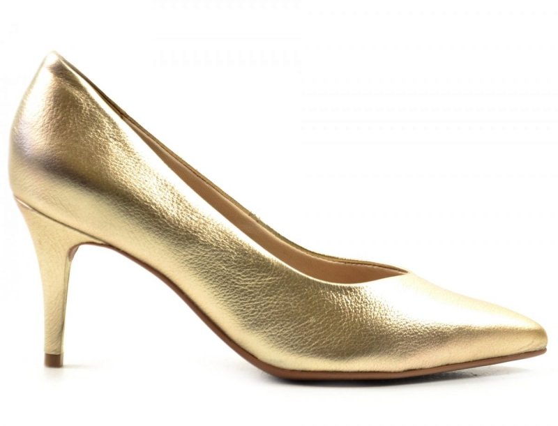 Czółenka 40 szpilki BOTTERO skóra złote skórzane 353721