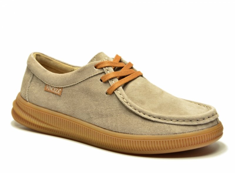 Półbuty 41 skóra VINCEZA 95391 beżowe skórzane zamsz beż