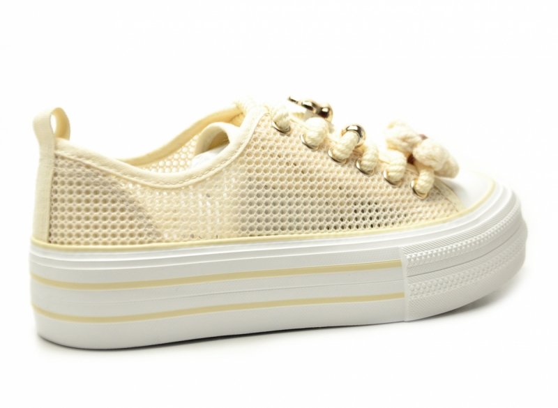 Trampki beżowe kremowe 37 FILIPPO 7855 ażurowane półbuty 