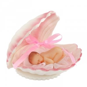 Bobas w muszelce różowy - figurka na tort - chrzest baby shower