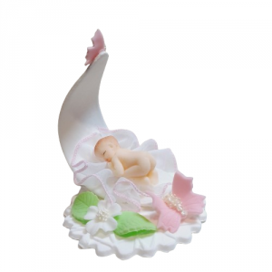 Bobas z motylkami biało-różowy - dekoracja na chrzest baby shower