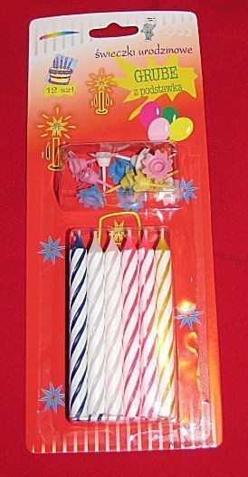 Świeczki urodzinowe na podst. grube 8,5 cm 12szt 