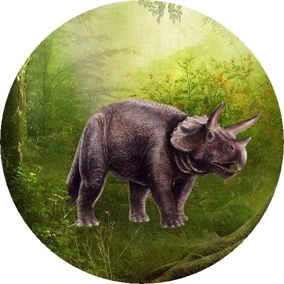 Opłatek na tort okrągły Triceratops 1