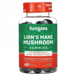 Fungies, Żelki z grzybami Lion's Mane Mushroom, jagoda i truskawka, 60 sztuk
