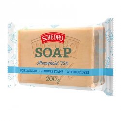 Naturalne Szare Mydło gospodarcze 72% w Folii, Schedro, 200g