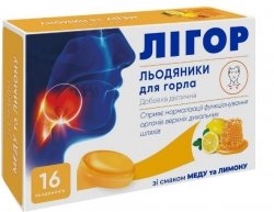 Pastylki na gardło o smaku miodowo-cytrynowym, Ligor, 16 szt.