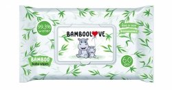 Bambusowe chusteczki nawilżane, Bamboolove, 60 szt.