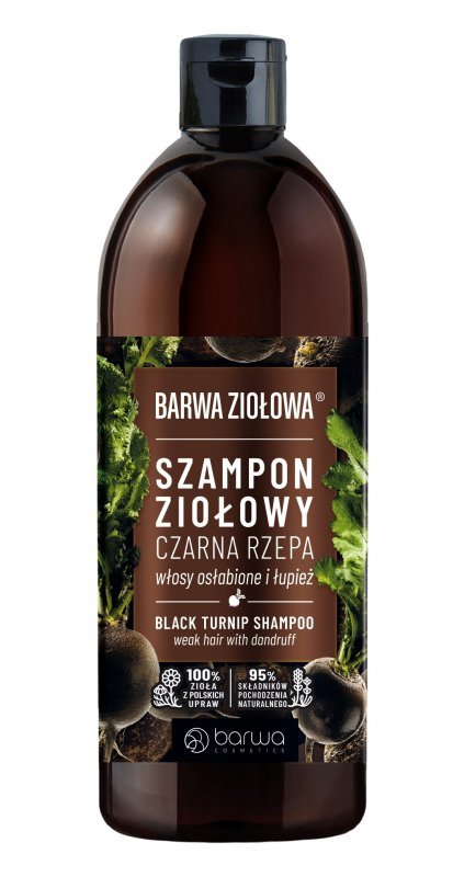 BARWA Ziołowa Szampon do włosów Czarna Rzepa - włosy osłabione i z łupieżem  480ml