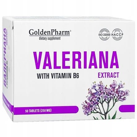 Kozłek lekarski Waleriana z witaminą B6, Golden Pharm, 50 tabletek