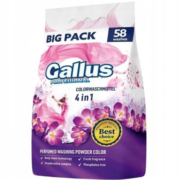 GALLUS PROFESSIONAL Proszek do prania 4w1 (58 prań) - Color 3.2 kg