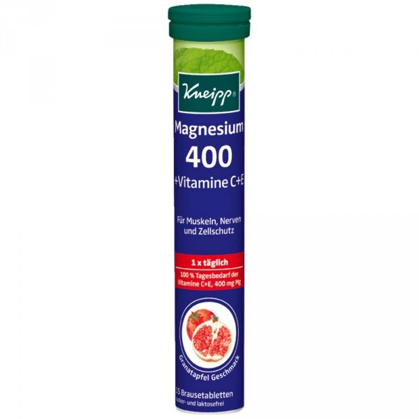 Magnesium 400 + Vitamine C+E , Tabletki musujące Kneipp, 15 sztuk