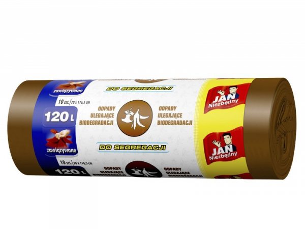 Sarantis Jan Niezbędny Worki do segregacji śmieci brązowe - odpady ulegające biodegradacji 120L  1op.-10szt