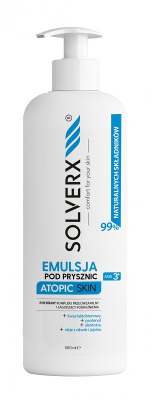 SOLVERX Atopic Skin Emulsja pod prysznic - łagodząca podrażnienia i przeciwzapalna  500ml
