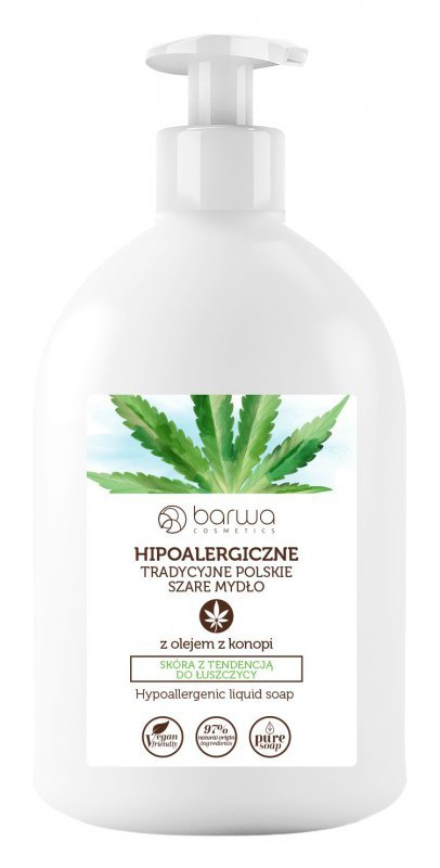 BARWA Hipoalergiczna Mydło w płynie tradycyjne polskie szare - z olejem z konopi  500ml