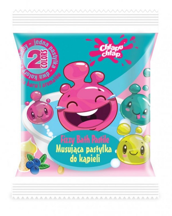 CHLAPU CHLAP Dwukolorowa Musująca Pastylka do kąpieli  - jagoda i lody waniliowe 1szt