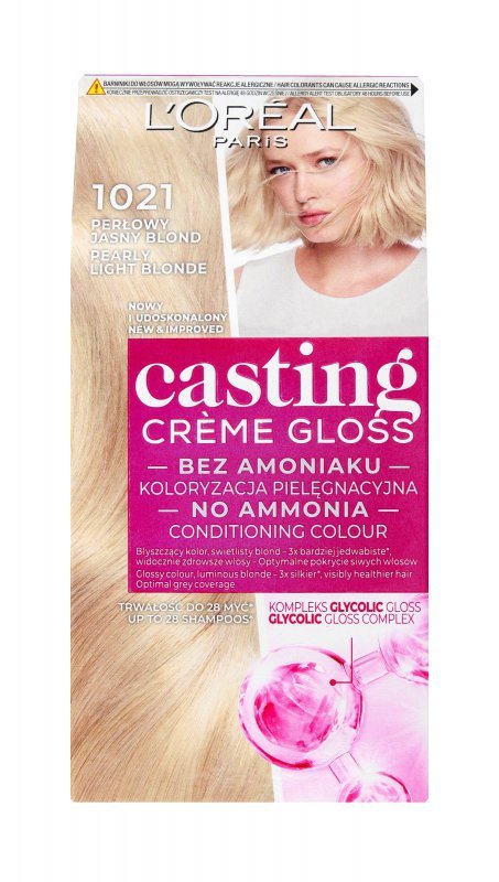 LOREAL Casting Creme Gloss Krem koloryzujący nr 1021  Perłowy Jasny Blond