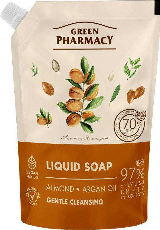 GREEN PHARMACY Mydło w płynie Migdały + Olej organowy 460 ml - zapas