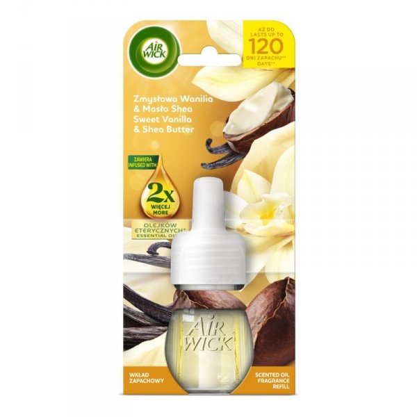 AIR WICK Essential Oils Wkład do elektrycznego odświeżacza powietrza Zmysłowa Wanilia i Masło Shea 19 ml