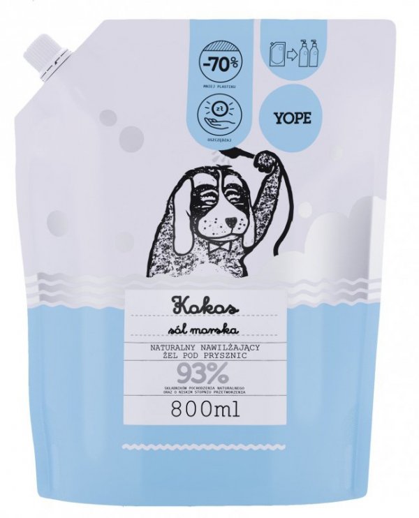 YOPE Naturalny nawilżający żel pod prysznic Kokos + Sól Morska - zapas 800 ml